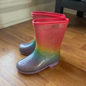 Stride Rite Glitter Rainbow Rain Boots - good use condition toddler size 8